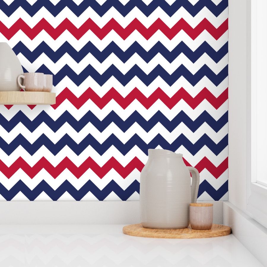 July 4th chevron stripes white blue red