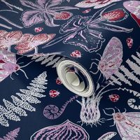 Orchid Botanical Study (navy) XL