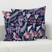 Orchid Botanical Study (navy) XL