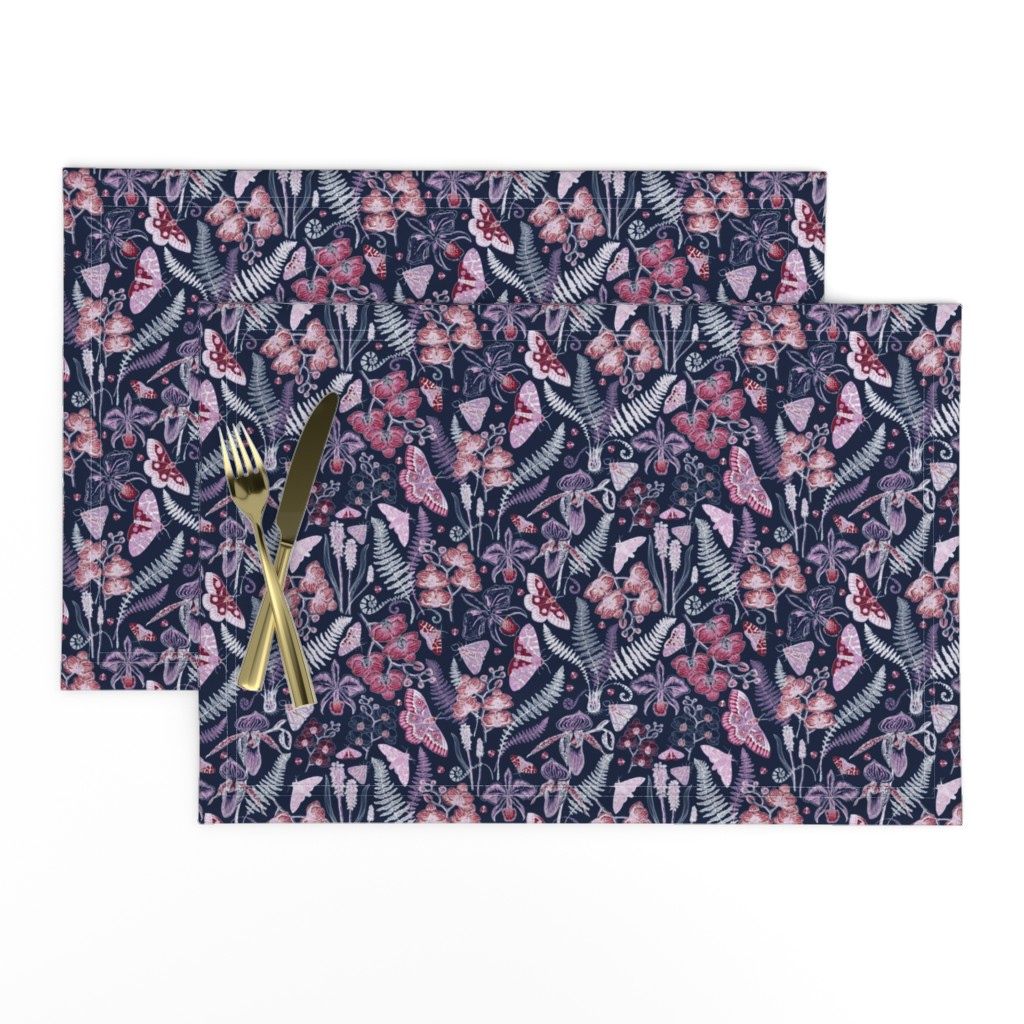 Orchid Botanical Study (navy) small