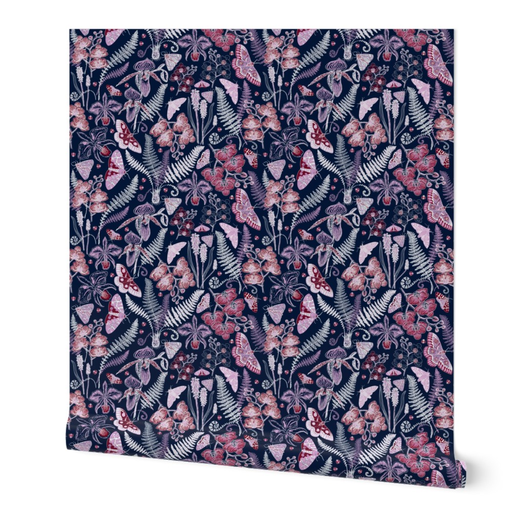 Orchid Botanical Study (navy) small