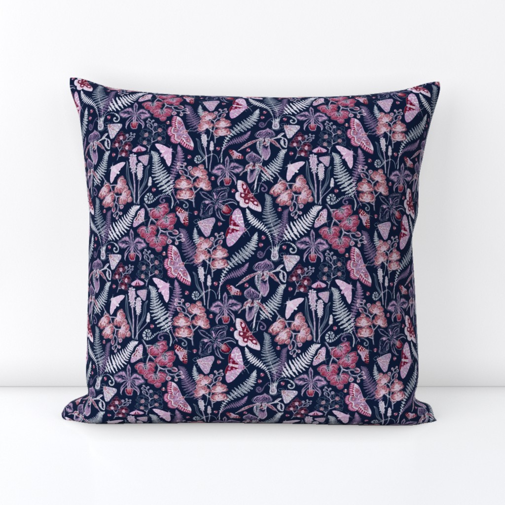 Orchid Botanical Study (navy) small