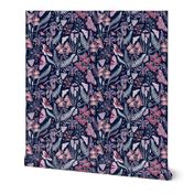 Orchid Botanical Study (navy) small