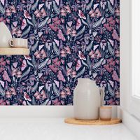 Orchid Botanical Study (navy) small