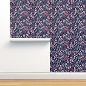 Orchid Botanical Study (navy) small