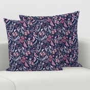 Orchid Botanical Study (navy) small