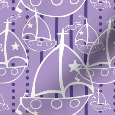Sail Boats in purple, lavender and white