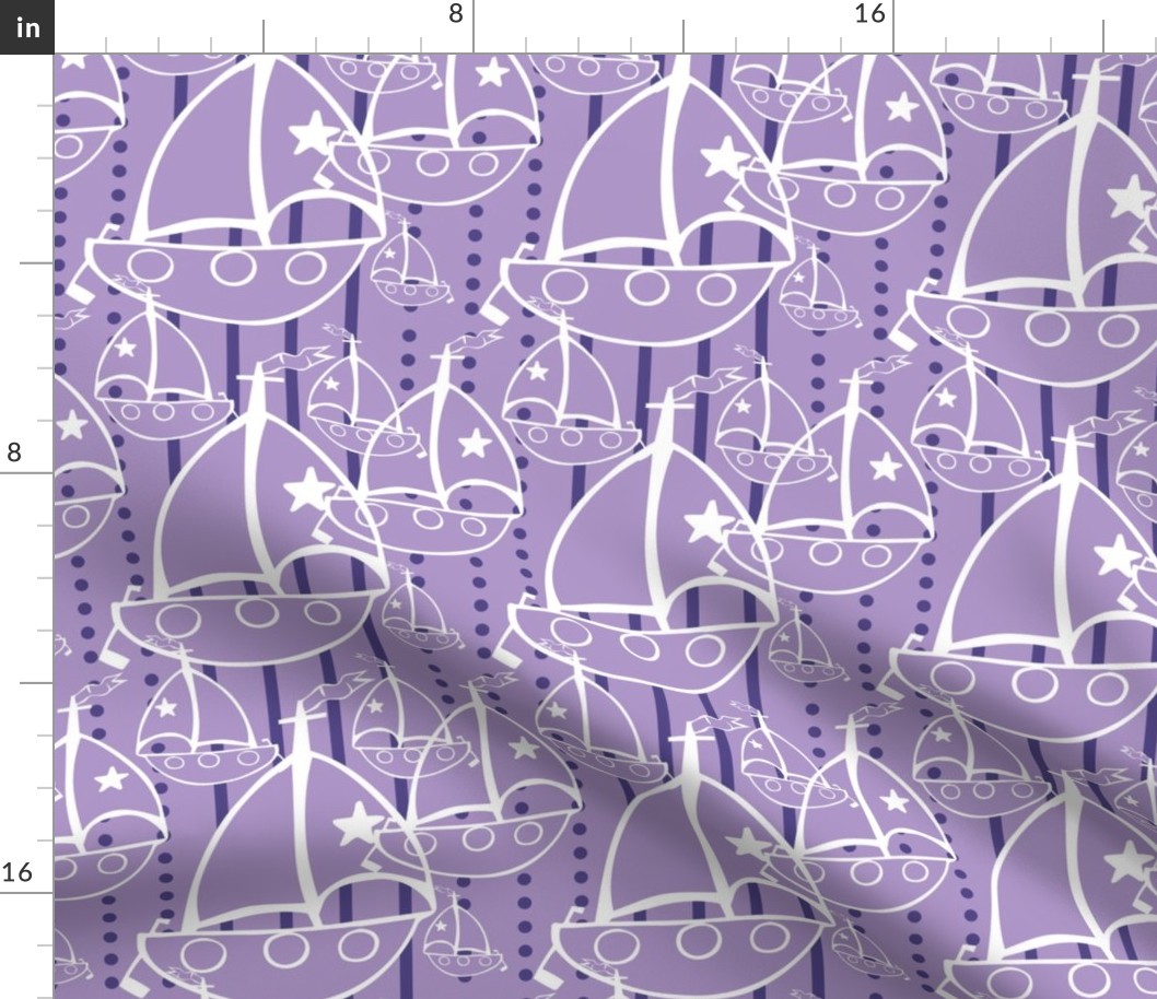 Sail Boats in purple, lavender and white