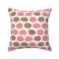 Small scale // Mexican conchas // white background pink & brown shells