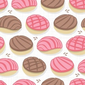 Small scale // Mexican conchas // white background pink & brown shells