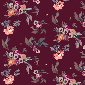 Fall flowers on mulberry wine dark red