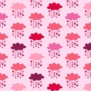 Valentine's raining hearts love clouds pastel pink