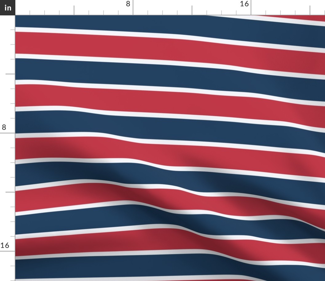 Retro nautical horizontal stripes navy red