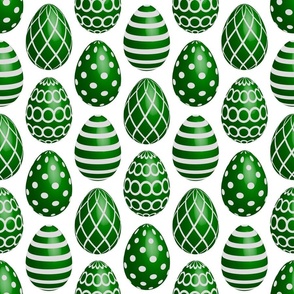Green Easter eggs dots stripes 3D