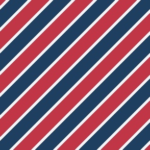 Retro nautical diagonal stripes navy red white