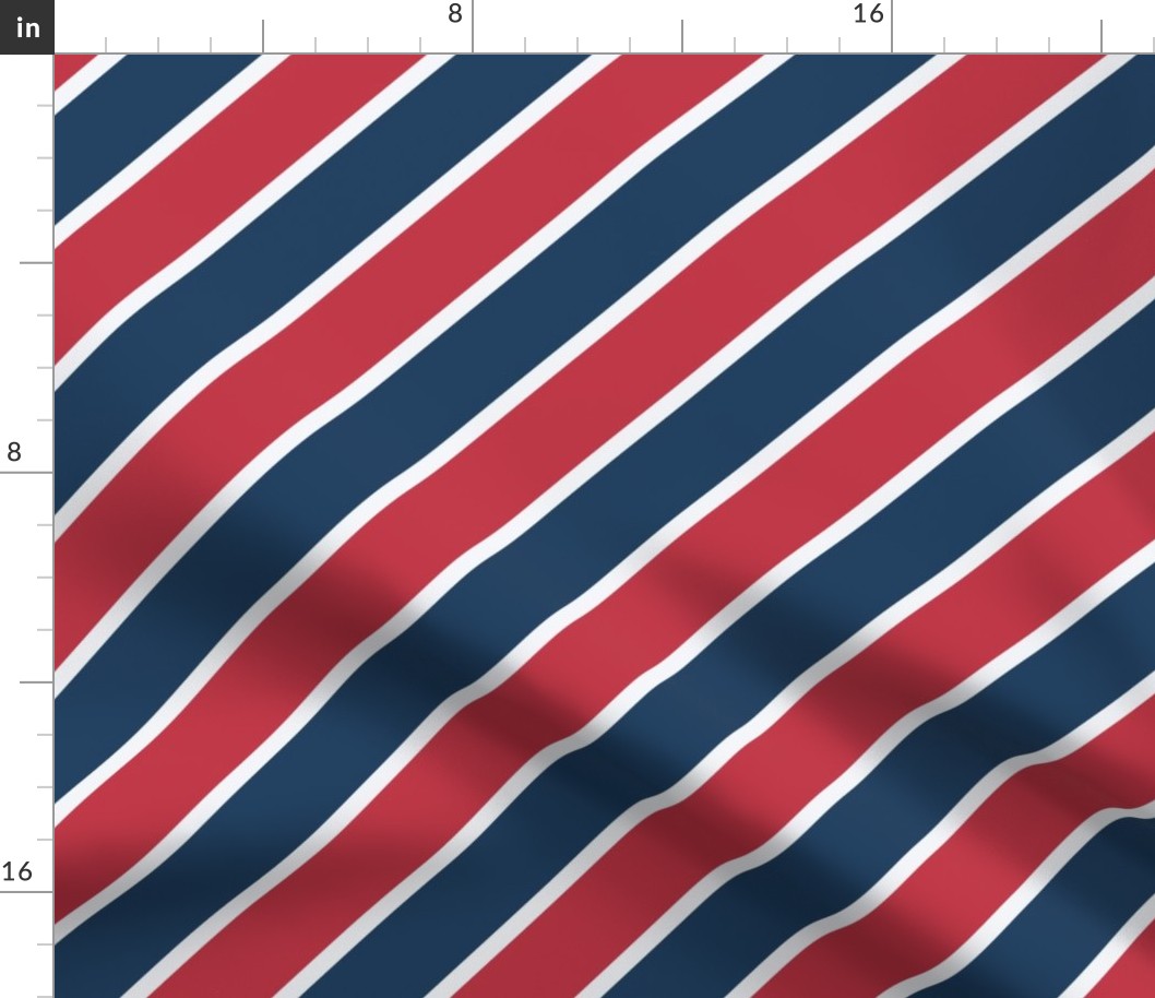 Retro nautical diagonal stripes navy red white