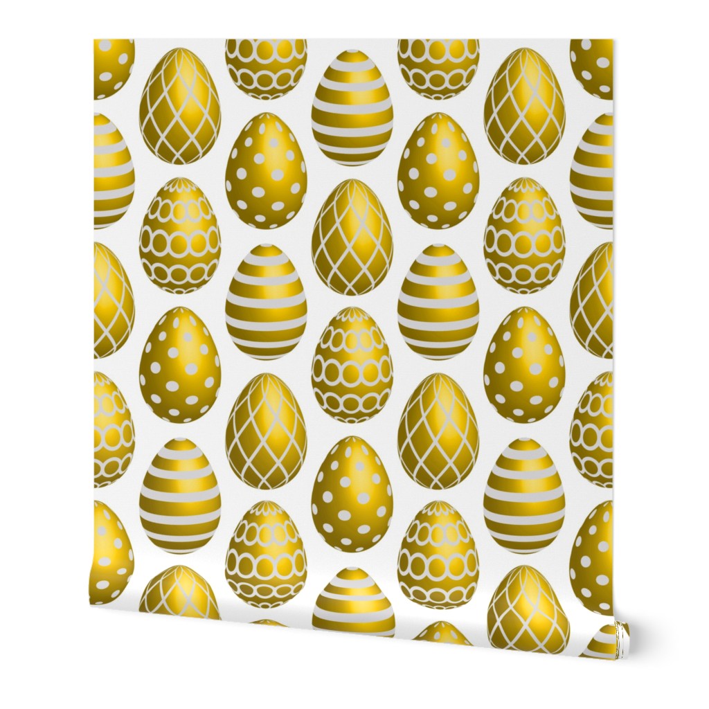 Yellow Easter eggs dots stripes 3D