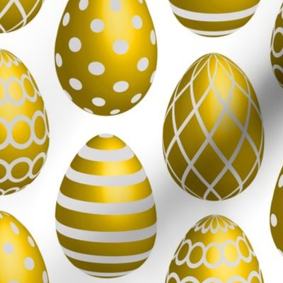 Yellow Easter eggs dots stripes 3D