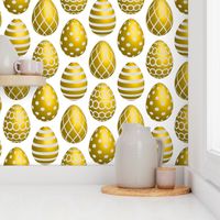 Yellow Easter eggs dots stripes 3D