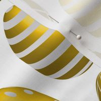Yellow Easter eggs dots stripes 3D