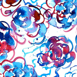 red white and blue watercolor floral