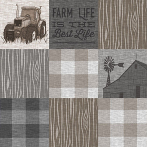 Custom Farm Life Quilt - Brown And grey