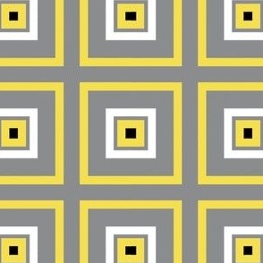 Quilting in Yellow Gray Pantone 2021 with Black and White No 22 Boxes