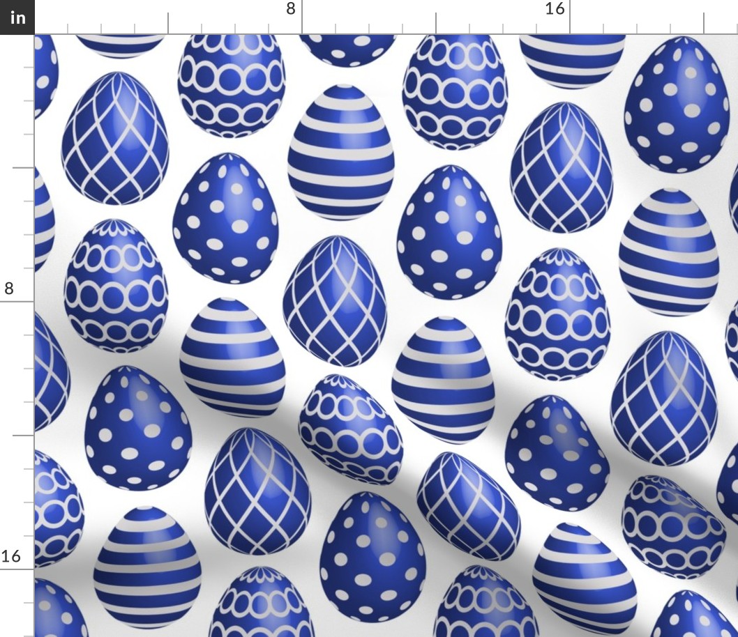 Blue Easter eggs dots stripes 3D