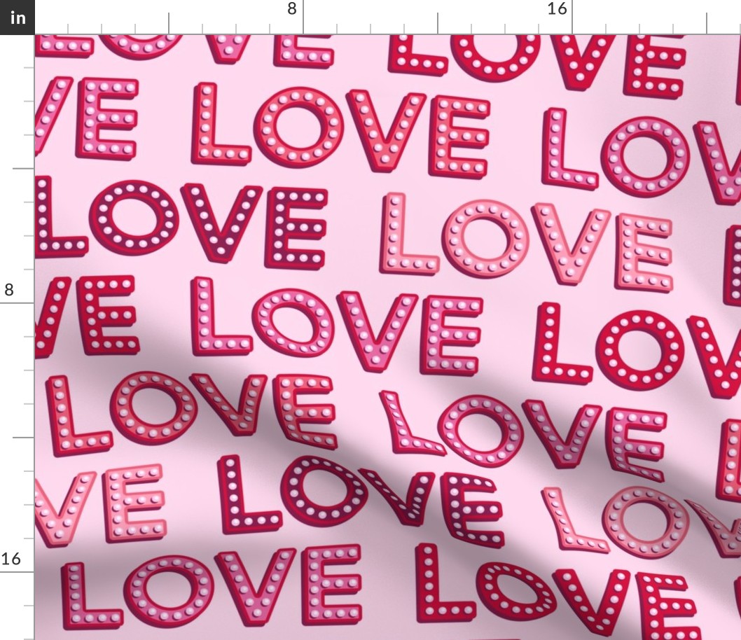 Mid-century modern light bulbs pink LOVE letters 