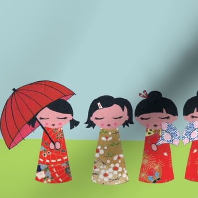 Kokeshi dolls 2 repeats per yard