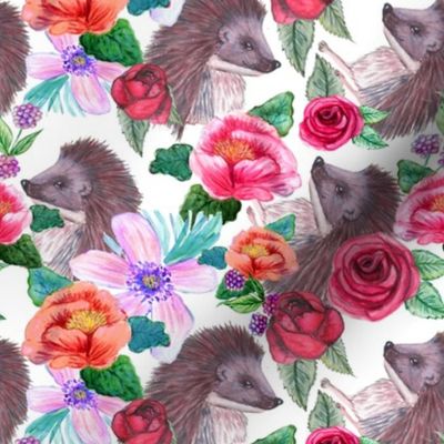 watercolor Hedgehog Floral