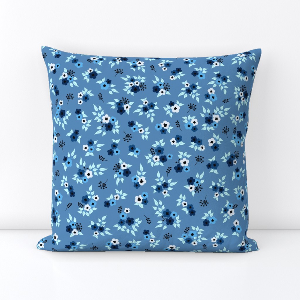 Small light blue retro ditsy flowers