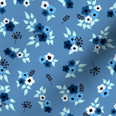 Small light blue retro ditsy flowers