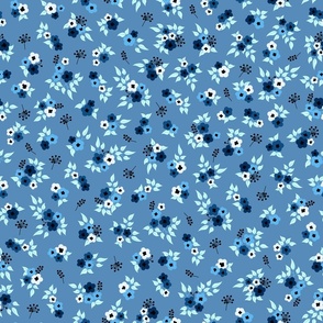 Small light blue retro ditsy flowers