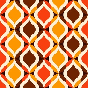 Ogee mosaic large retro ovals orange brown