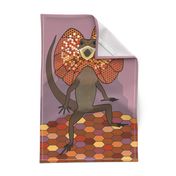 Frilly Mad! Frilled neck lizard tea towel 