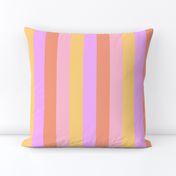 Hibiscus Hawaiian Flower Cabana Stripes in Pink, Yellow, Peach and Lilac