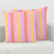 Hibiscus Hawaiian Flower Cabana Stripes in Pink, Yellow, Peach and Lilac