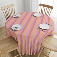 Hibiscus Hawaiian Flower Cabana Stripes in Pink, Yellow, Peach and Lilac