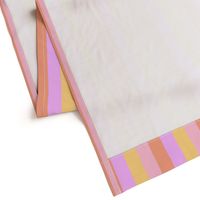 Hibiscus Hawaiian Flower Cabana Stripes in Pink, Yellow, Peach and Lilac