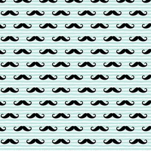 (small scale) mustache on stripes - paramour blue C18BS
