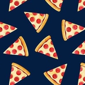(1.75" scale) pizza slice (navy) food fabric C18BS