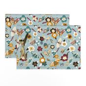 Beautiful Butterflies-Blue and Mustard-150