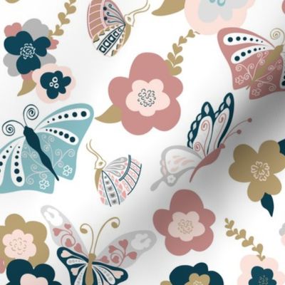 Beautiful Butterflies-White-150