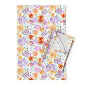 Watercolor florals in purple and orange