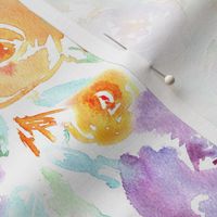 Watercolor florals in purple and orange