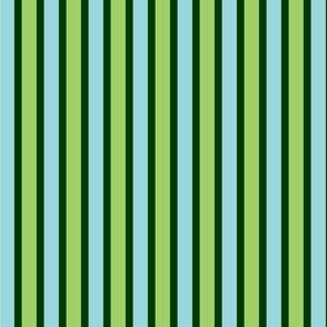 Spring Garden Stripes (2) with Dark Woods Green, Wasabi Green and Heavenly Blue - Large Scale