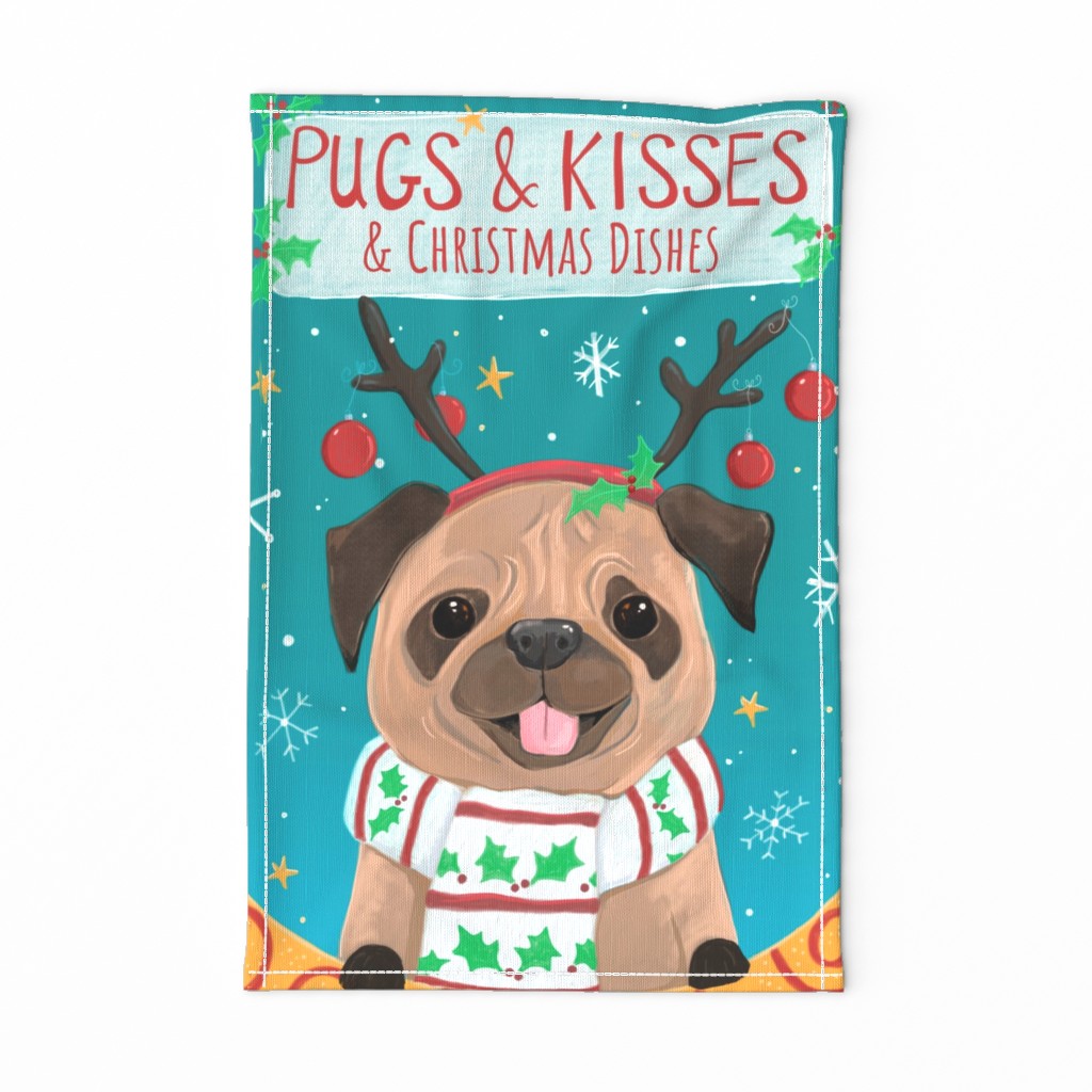 Tea Towel - Christmas Pug 