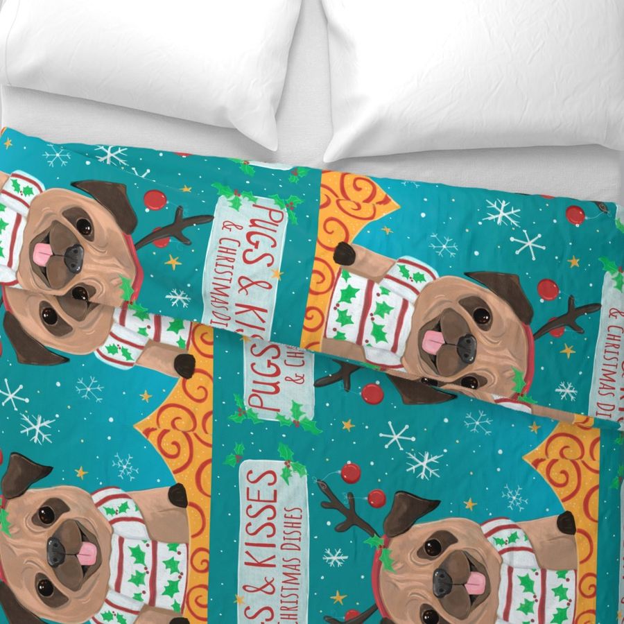 Tea Towel - Christmas Pug Dog