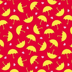 Umbrella love dancing in the rain Scandinavian red yellow
